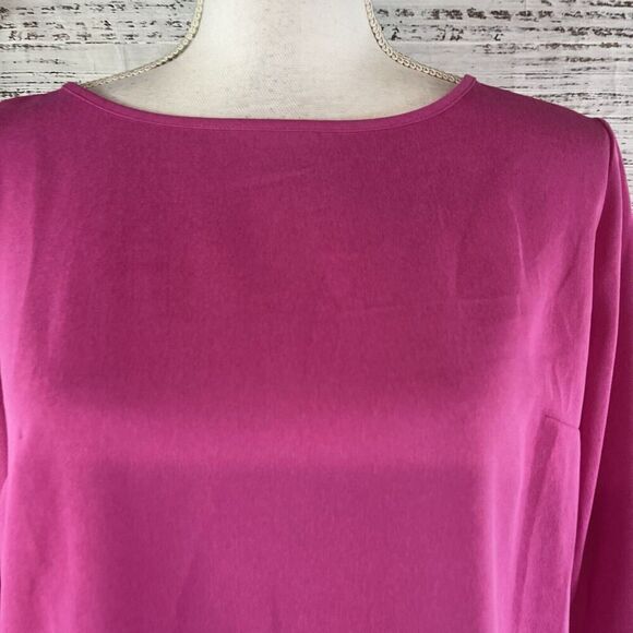 Linea by Louis Dell'Olio Blouse Tunic sz 4 Pink White Lace Boho Wedding Stretch - Picture 4 of 10